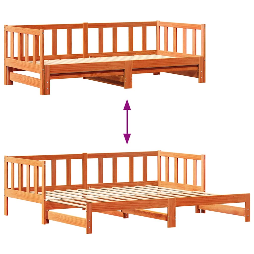 Cama abatible de día Marrón cera 193.5 x 184 x 66 cm