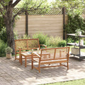 Conjunto de sofás de jardín 3 pcs Natural Madera de teca maciza