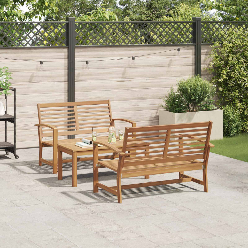 Conjunto de sofás de jardín 3 pcs Natural Madera de teca maciza