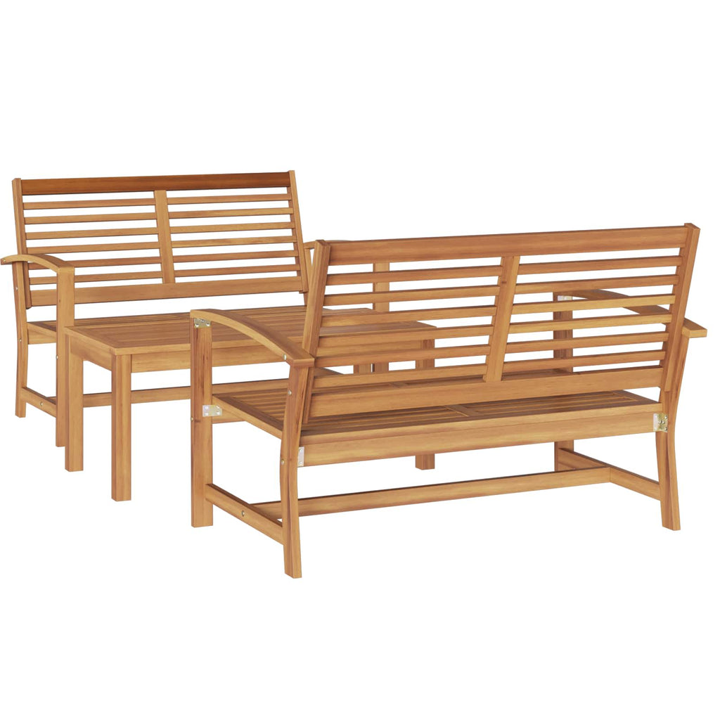 Conjunto de sofás de jardín 3 pcs Natural Madera de teca maciza