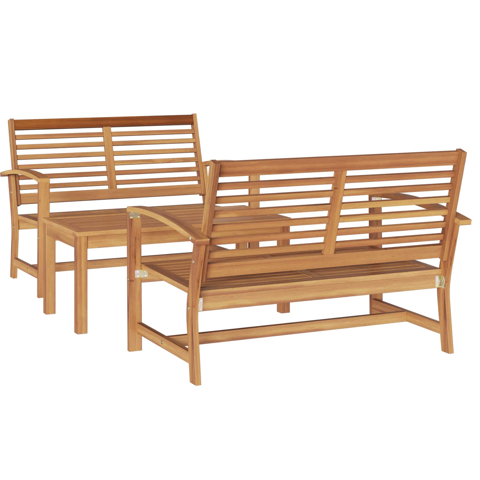 Conjunto de sofás de jardín 3 pcs Natural Madera de teca maciza