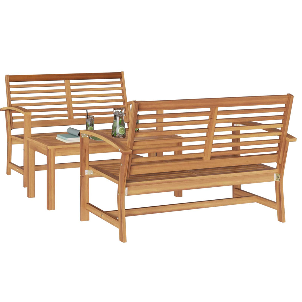 Conjunto de sofás de jardín 3 pcs Natural Madera de teca maciza