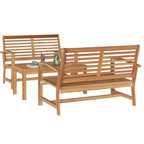 Conjunto de sofás de jardín 3 pcs Natural Madera de teca maciza