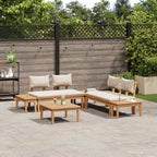 Conjunto de sofás de jardín 3 pcs Marrón y crema