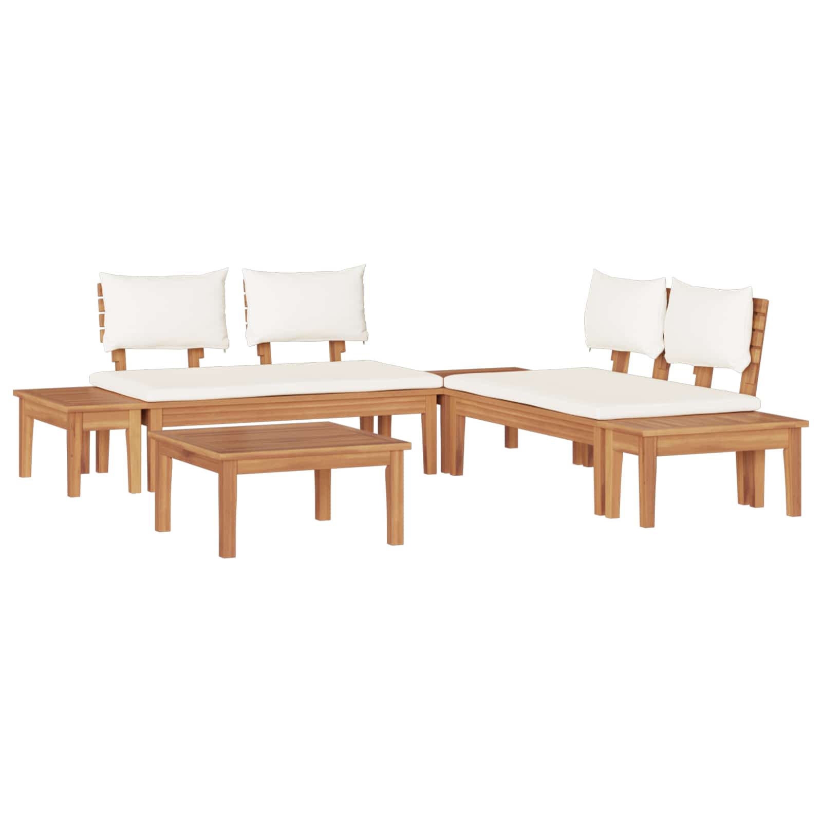 Conjunto de sofás de jardín 3 pcs Marrón y crema