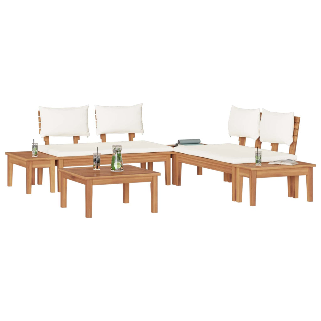 Conjunto de sofás de jardín 3 pcs Marrón y crema
