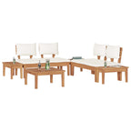 Conjunto de sofás de jardín 3 pcs Marrón y crema