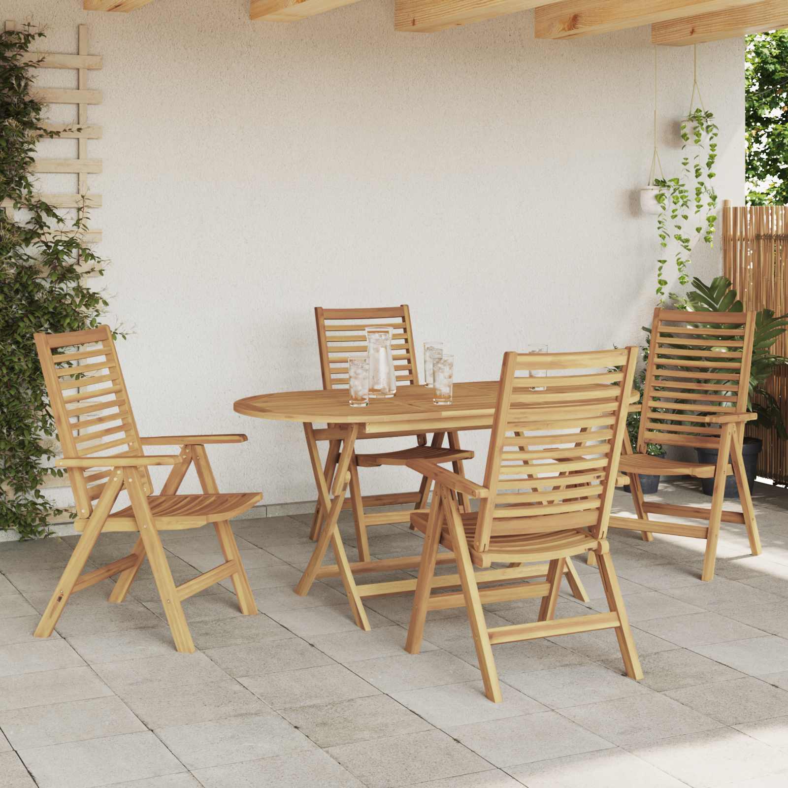 Conjunto de Comedor de Jardín 5 pcs Marrón