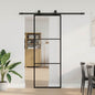 Puerta corredera con herrajes negro 102x205 cm ESG vidrio
