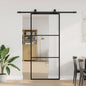 Puerta corredera con herrajes negro 102x205 cm ESG vidrio