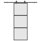 Puerta corredera con herrajes negro 76x205 cm vidrio templado