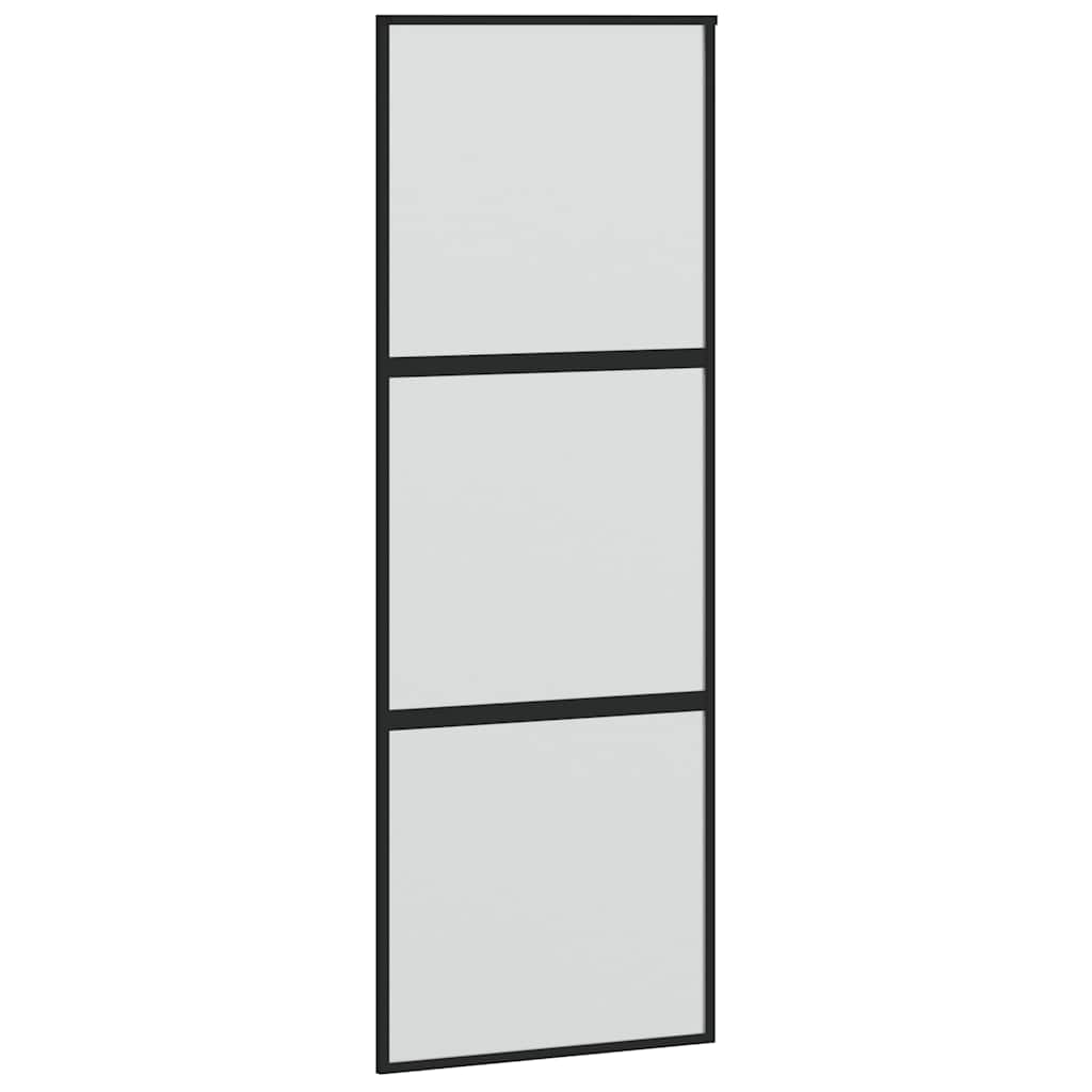 Puerta corredera con herrajes negro 76x205 cm vidrio templado