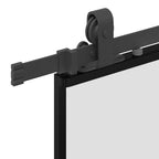 Puerta corredera con herrajes negro 76x205 cm vidrio templado
