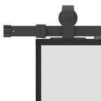 Puerta corredera con herrajes negro 76x205 cm vidrio templado