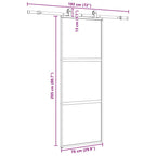 Puerta corredera con herrajes negro 76x205 cm vidrio templado