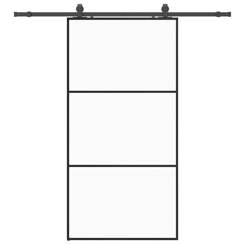 Puerta corredera con herrajes negro 102x205 cm ESG vidrio