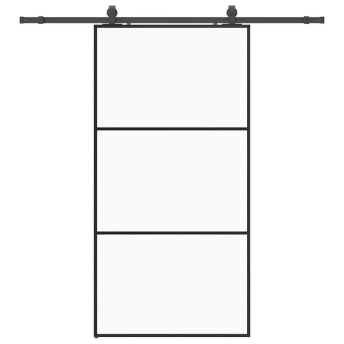 Puerta corredera con herrajes negro 102x205 cm ESG vidrio