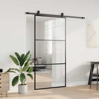 Puerta corredera con herrajes negro 102x205 cm ESG vidrio