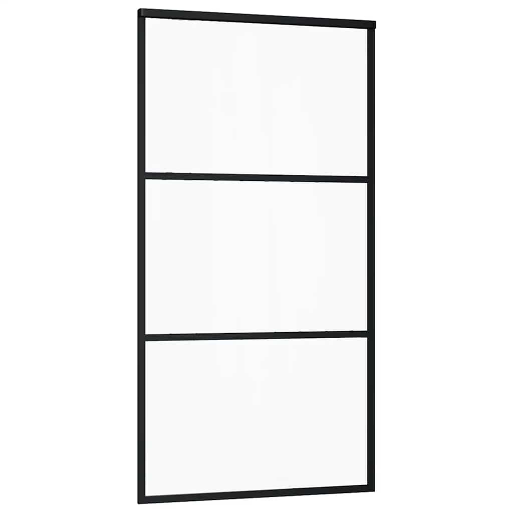 Puerta corredera con herrajes negro 102x205 cm ESG vidrio