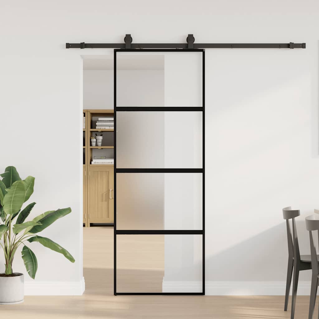 Sliding door with black hardware 102x205 cm ESG glass