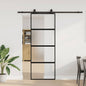 Puerta corredera con herrajes negro 102x205 cm ESG vidrio
