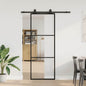 Puerta corredera con herrajes negro 102x205 cm ESG vidrio