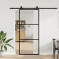 Puerta corredera con herrajes negro 102x205 cm ESG vidrio