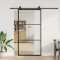 Puerta corredera con herrajes negro 102x205 cm ESG vidrio