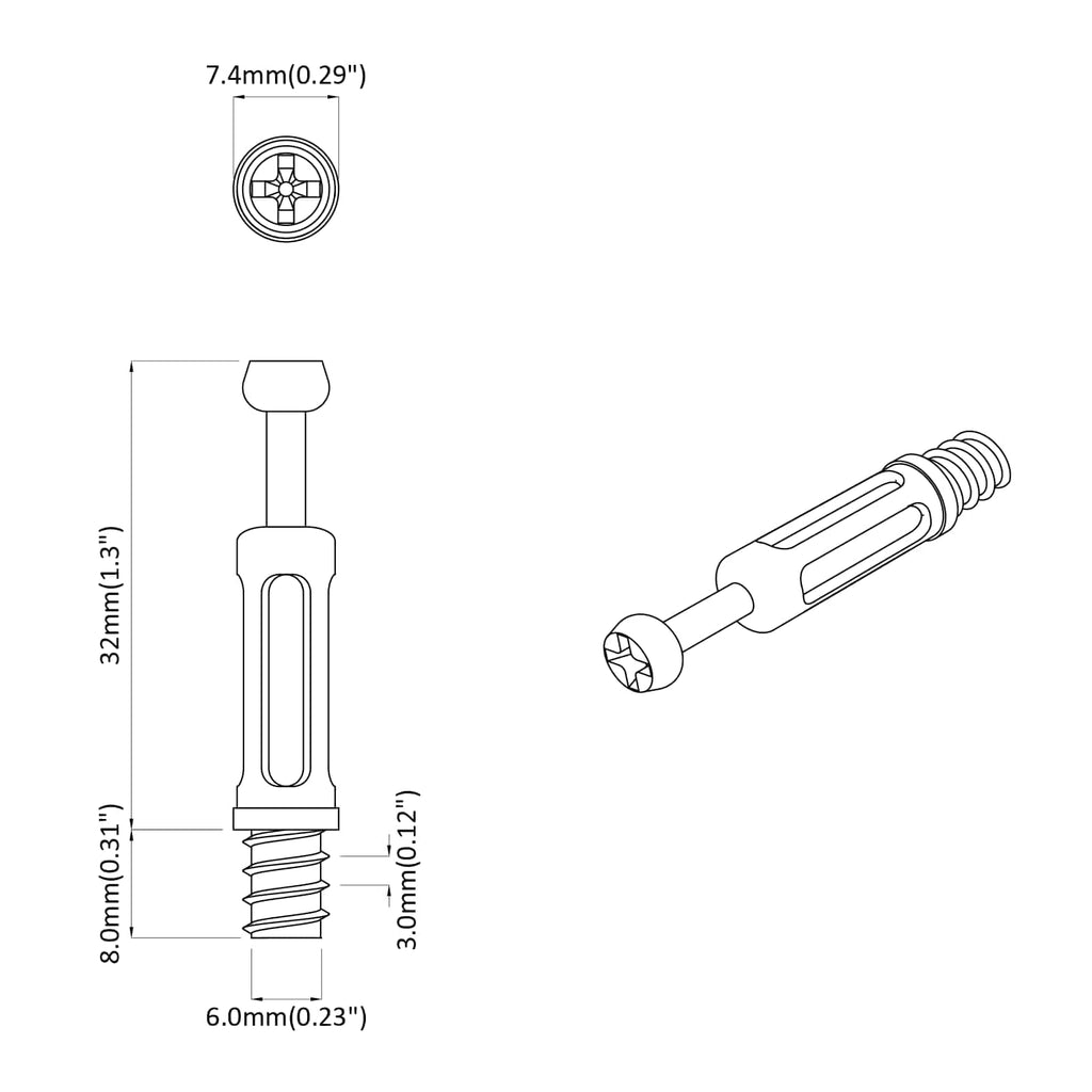 Tornillo de Cerradura de Cajón 12 pcs Plata y Negro M6 x 40 mm