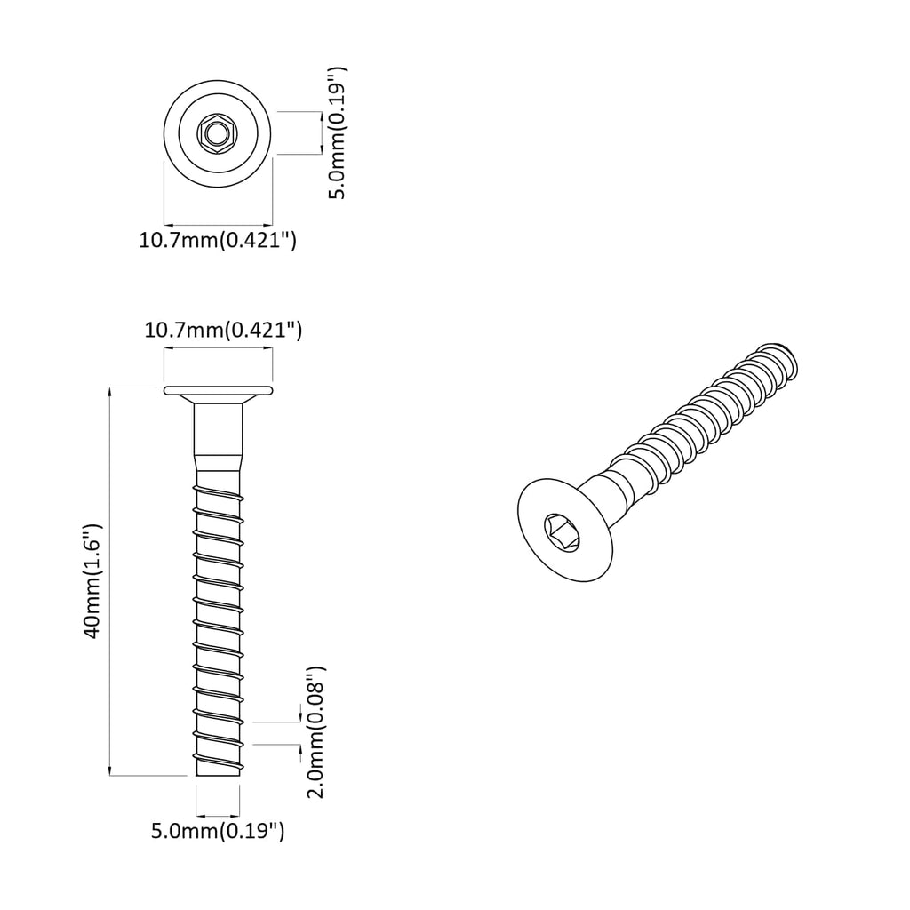 Tornillos Confirmat 12 pcs Plateado Ø5 x 40 mm Metal