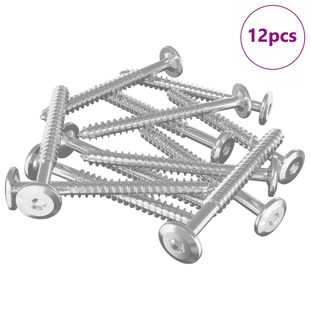 Tornillos de Madera 12 pcs Plateado M6 x 70 mm Acero