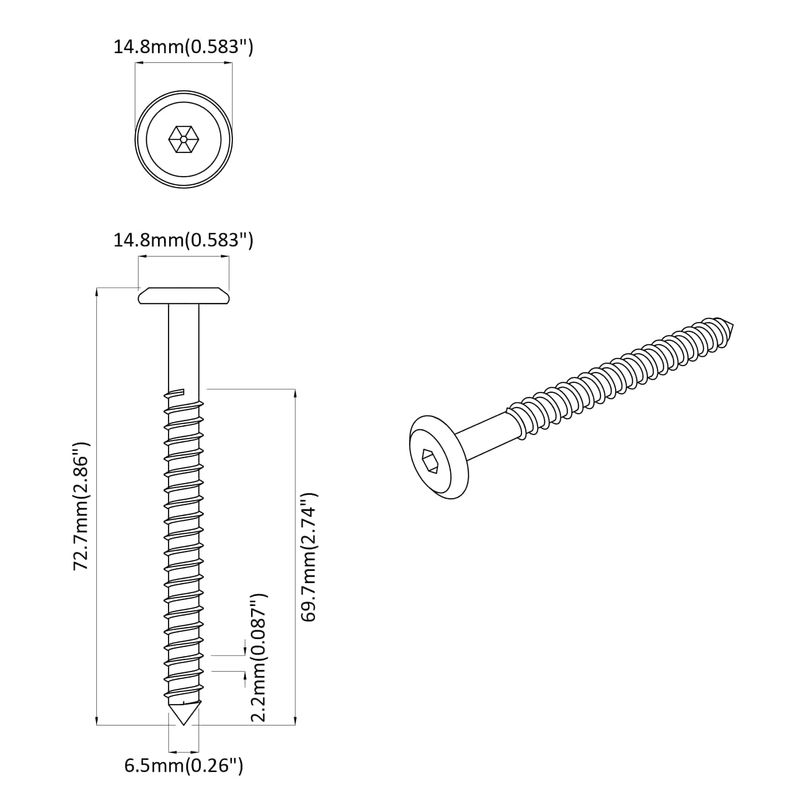 Tornillos de Madera 12 pcs Plateado M6 x 70 mm Acero