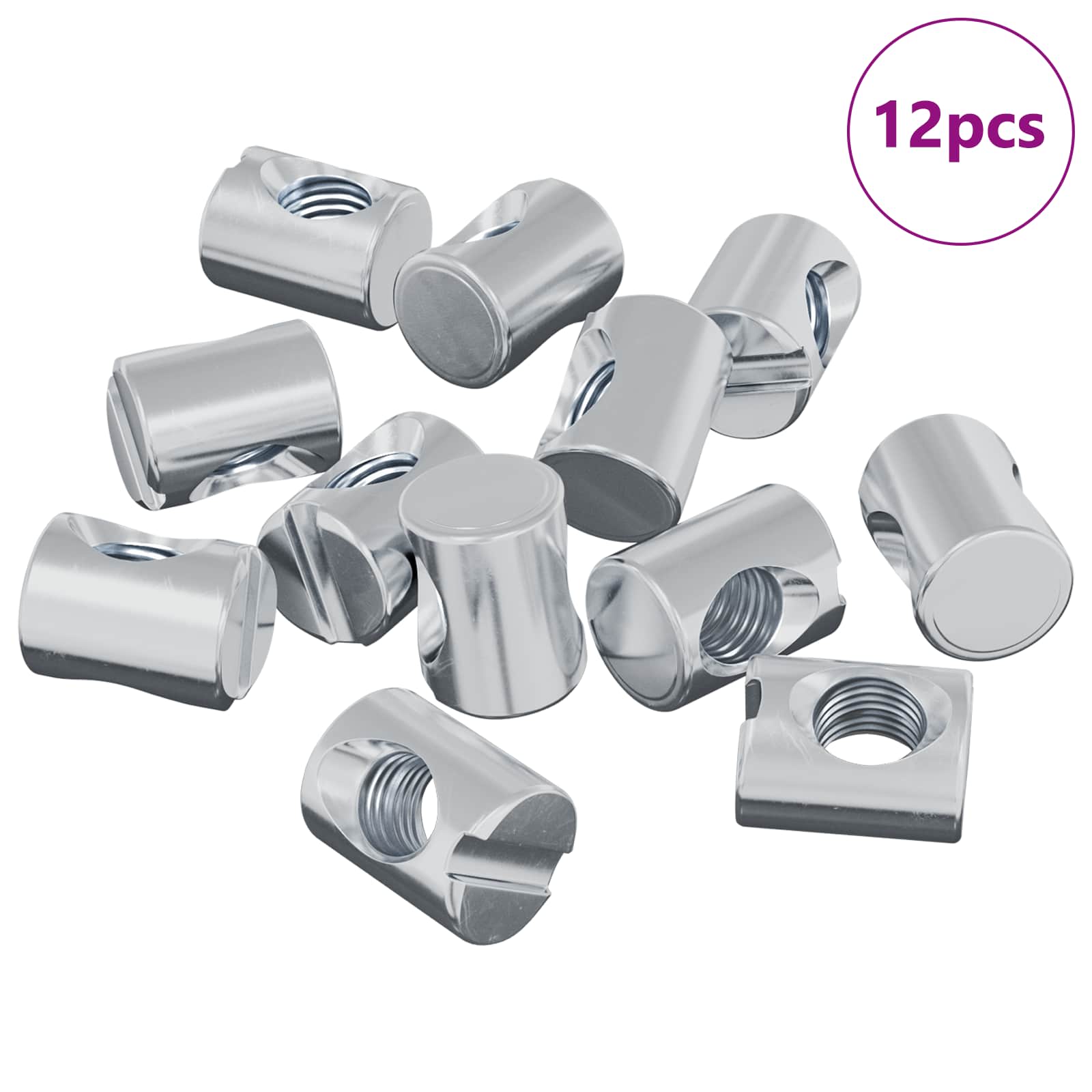 Tuercas de barril 12 pcs Plateado M6 x 13 mm Metal