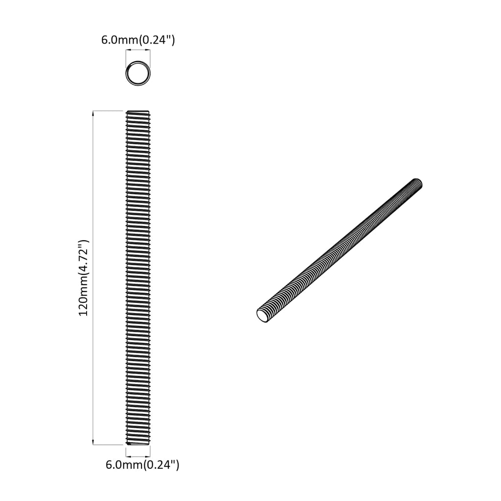 Barras roscadas 12 pcs Plateado M6 x 120 mm Metal