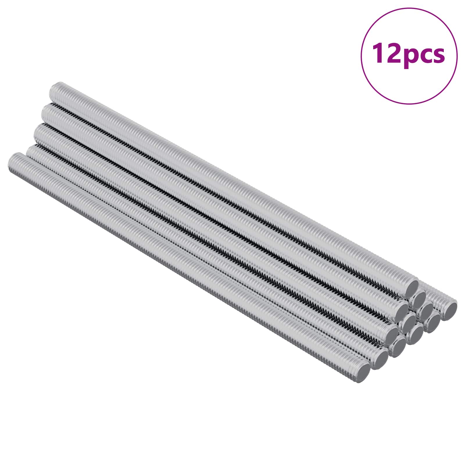 Barras roscadas 12 pcs Plateado M6 x 120 mm Metal