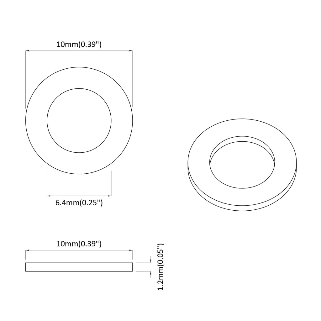 Arandelas 12 pcs Plateado 10 x 10 x 1,2 mm Hierro