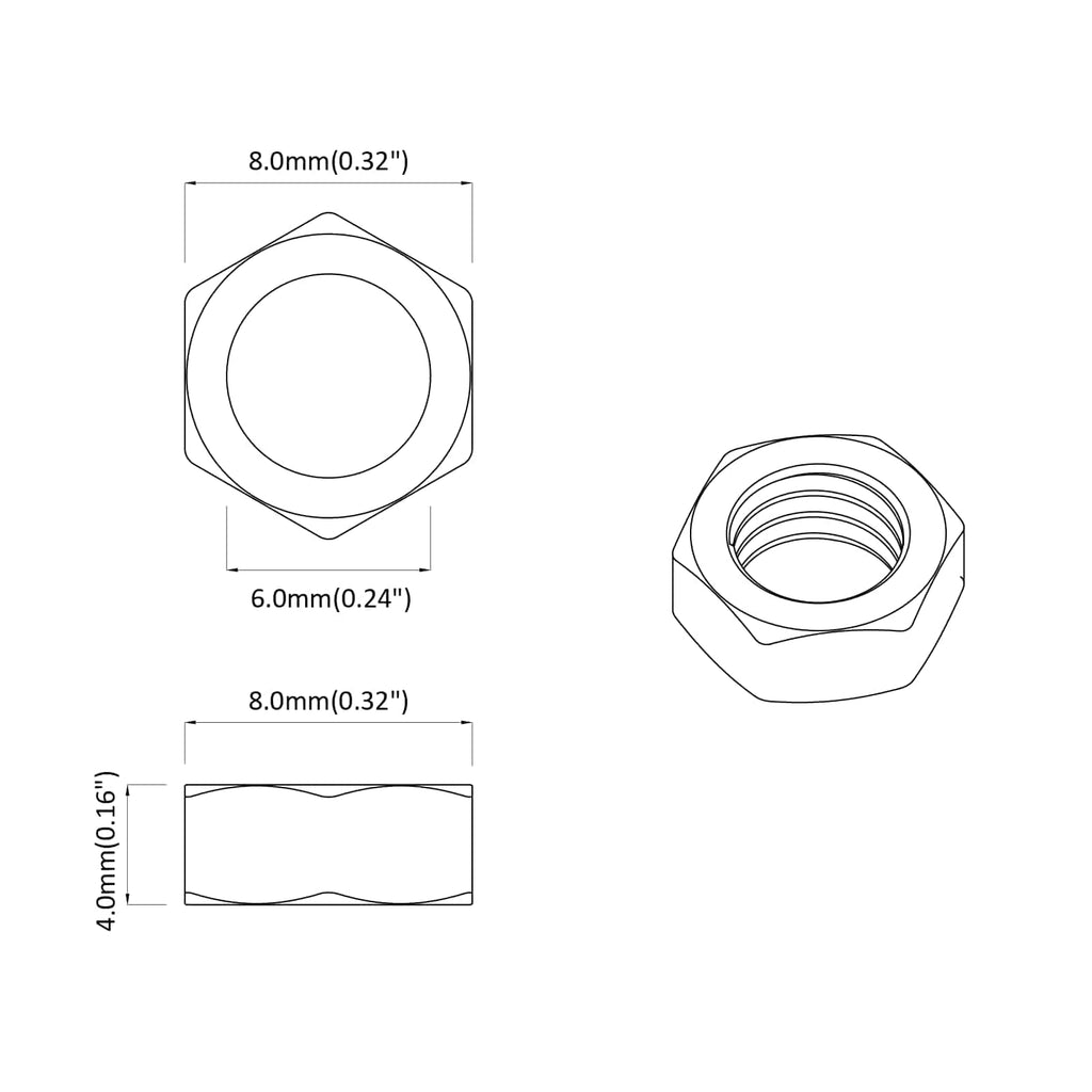 Tuerca Hexagonal 12 pcs Plateado M6 Metal