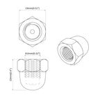 Tuercas Acorn Hexagonales 12 pcs Plateado m8 Metal