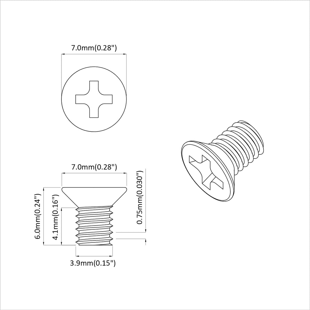 Tornillos de Cabeza Avellanada 2 pcs Plateado M4 x 6 mm Acero