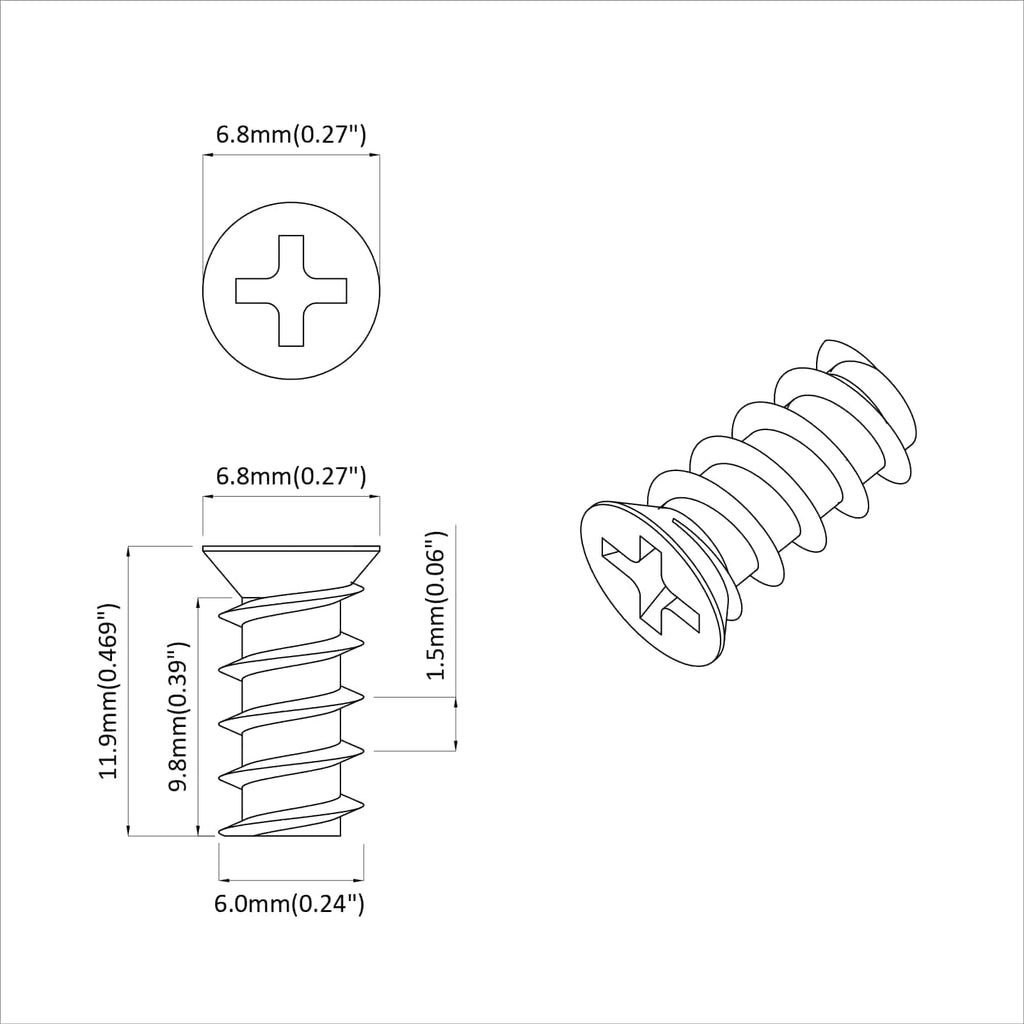Tornillo 10909 pcs Plateado M6 x 12 mm Hierro