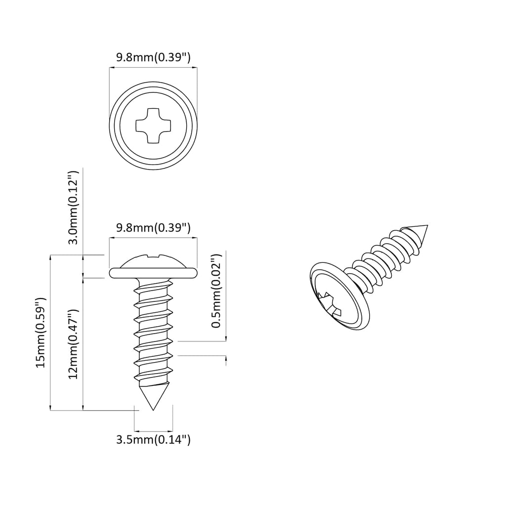 Clavo autorroscante 12 pcs Negro 3,5 x 12 mm Hierro
