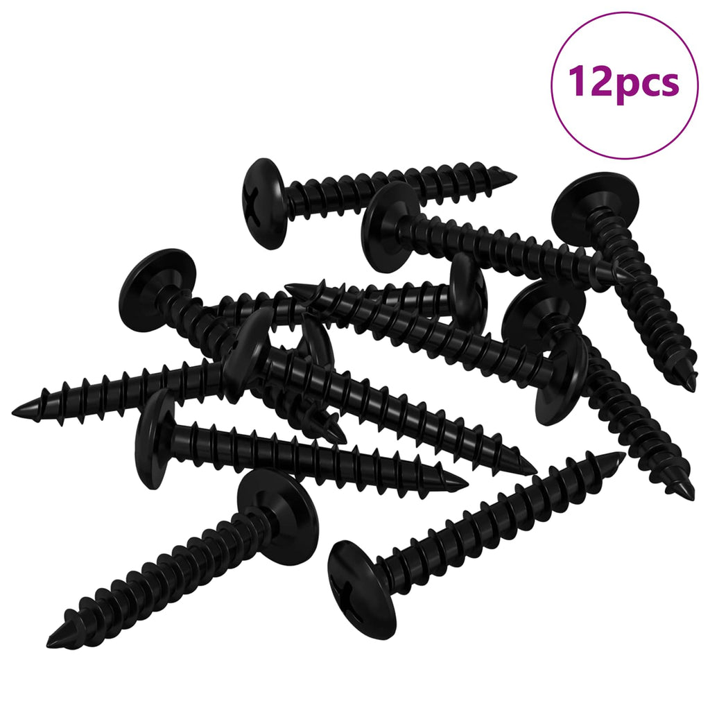 Clavo autorroscante 12 pcs Negro 4 x 25 mm Acero