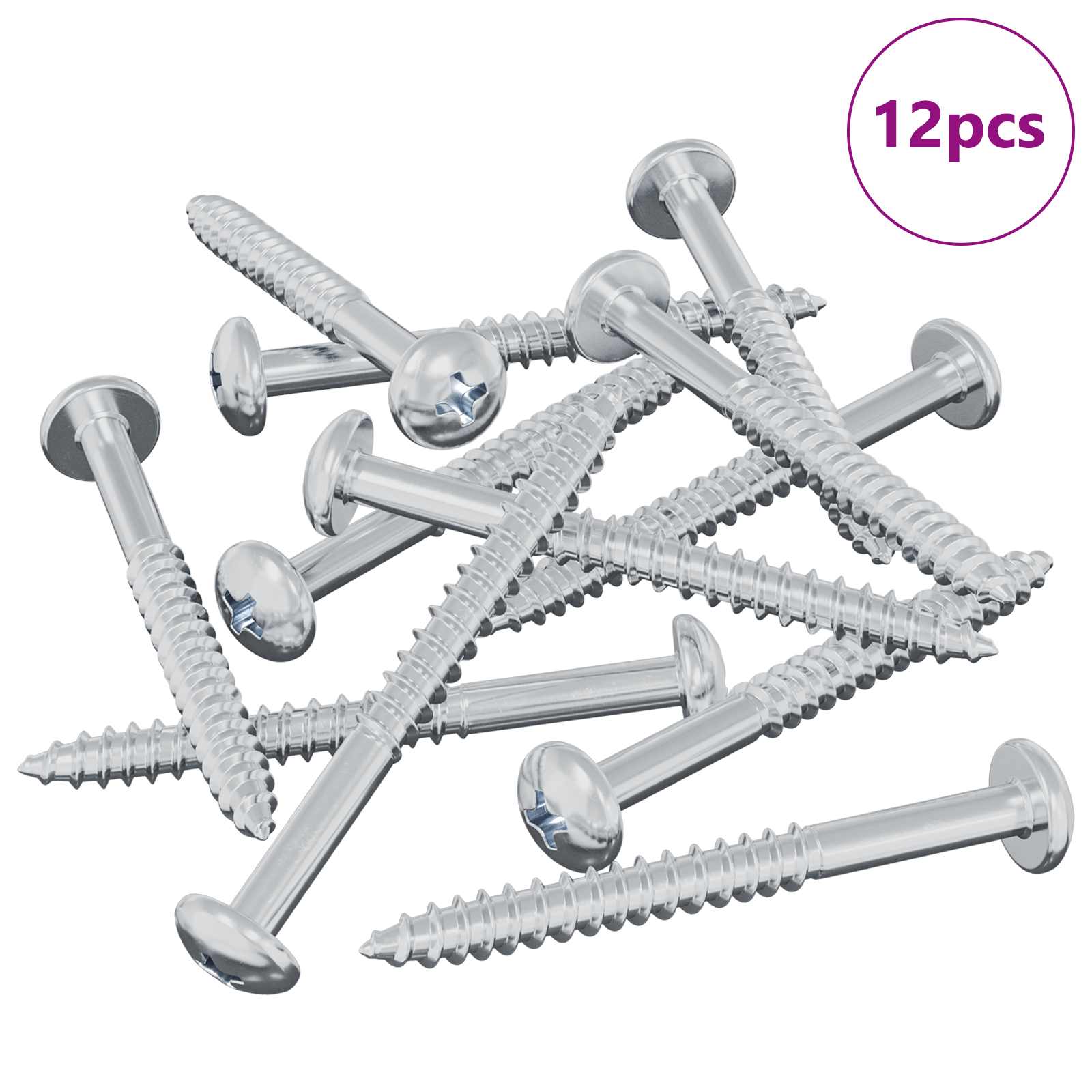 Tornillo de Madera 12 pcs Plateado 9,8 x 53 mm Acero