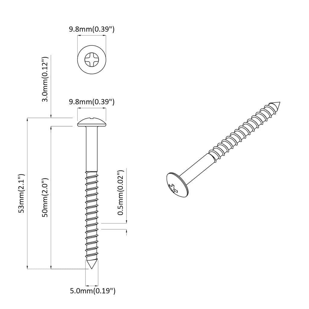 Tornillo de Madera 12 pcs Plateado 9,8 x 53 mm Acero