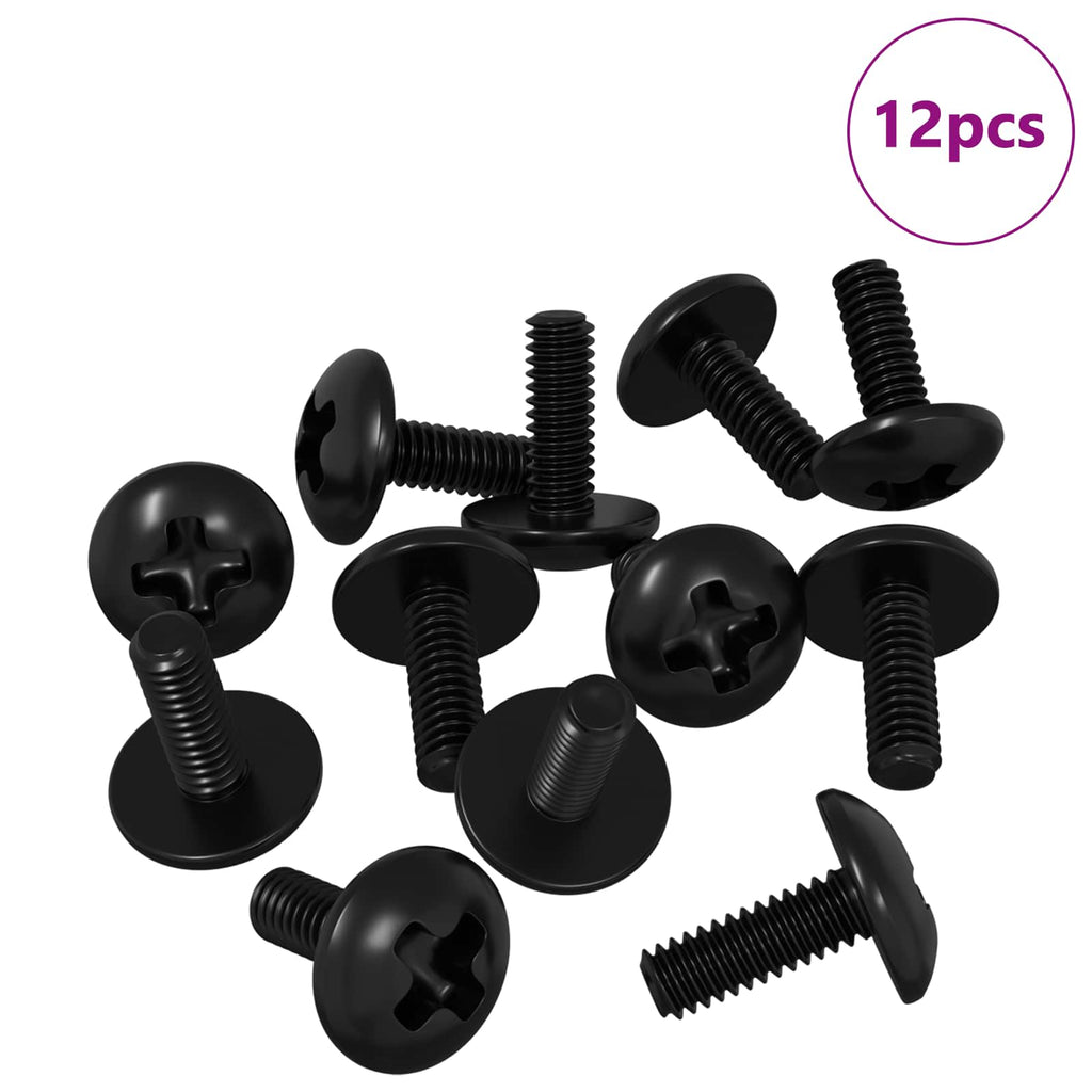 Tornillos de manga 12 pcs Negro M4 x 10 mm Hierro