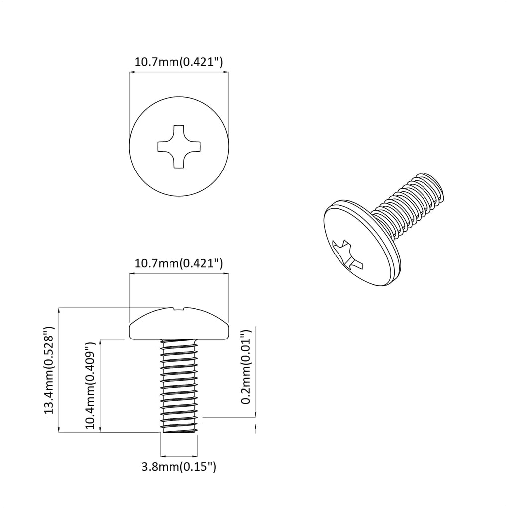 Tornillos de manga 12 pcs Negro M4 x 10 mm Hierro