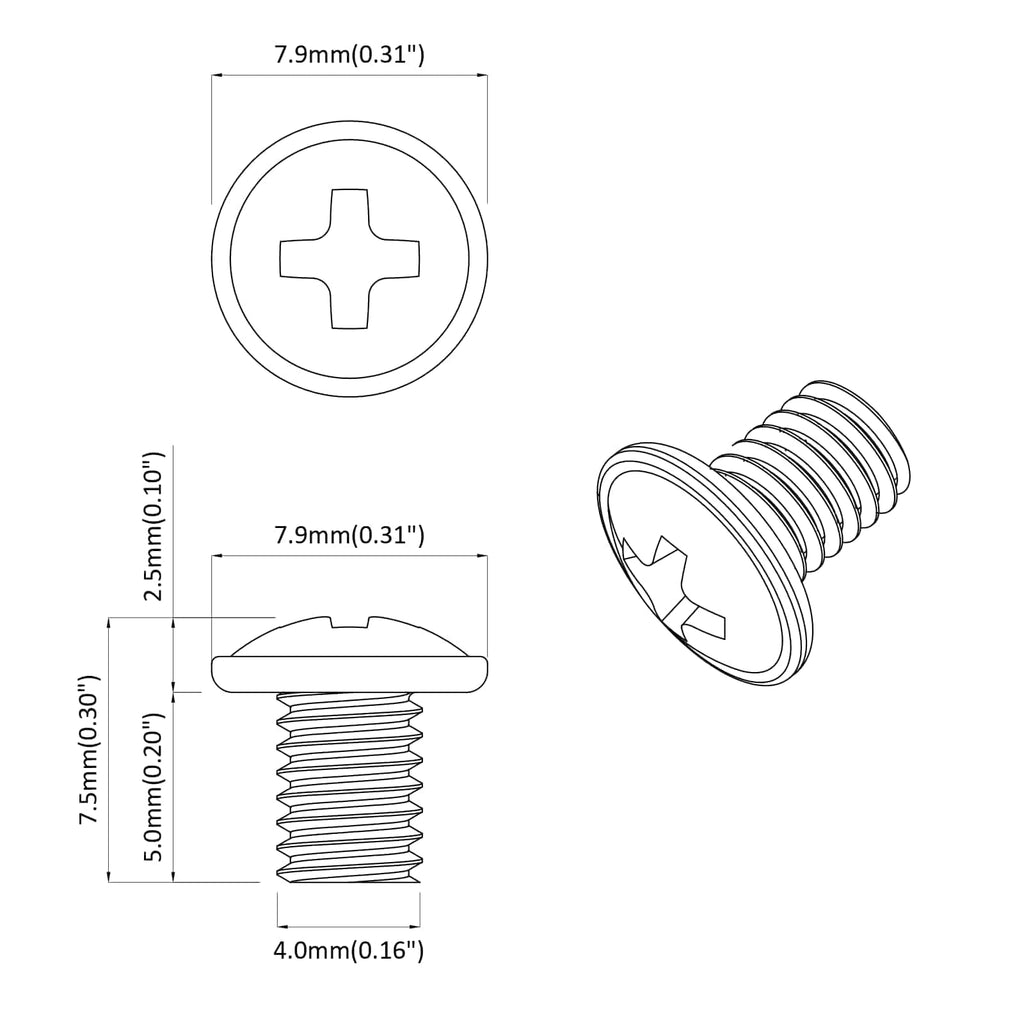 Tornillos de Bloqueo 12 pcs Plateado M4 x 5 mm Hierro