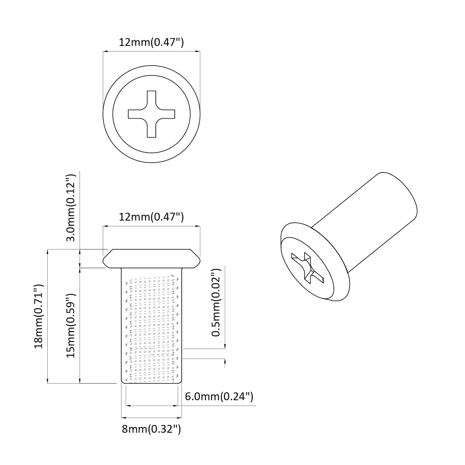 Tuerca de Bloqueo 12 pcs Níquel M6 x 15 mm Acero
