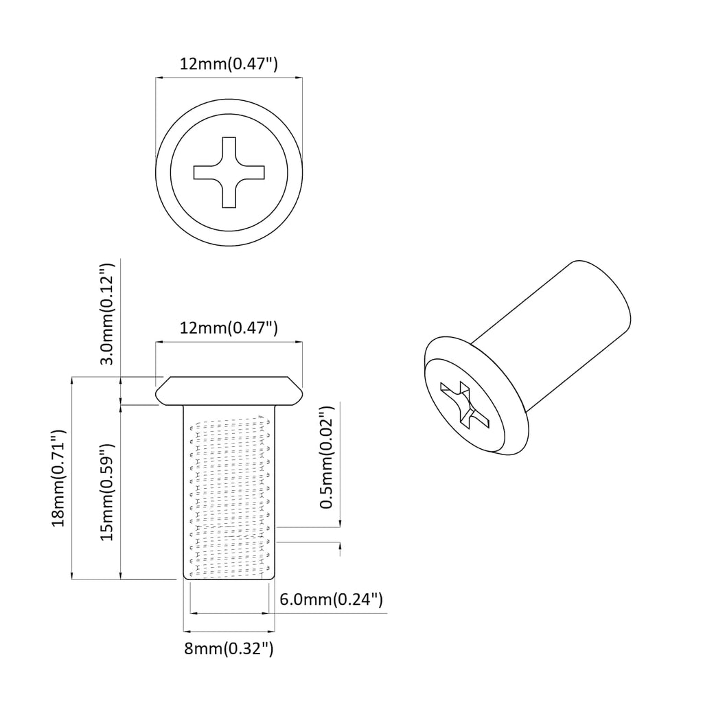 Tuerca de Bloqueo 12 pcs Plateado M6 x 15 mm Acero