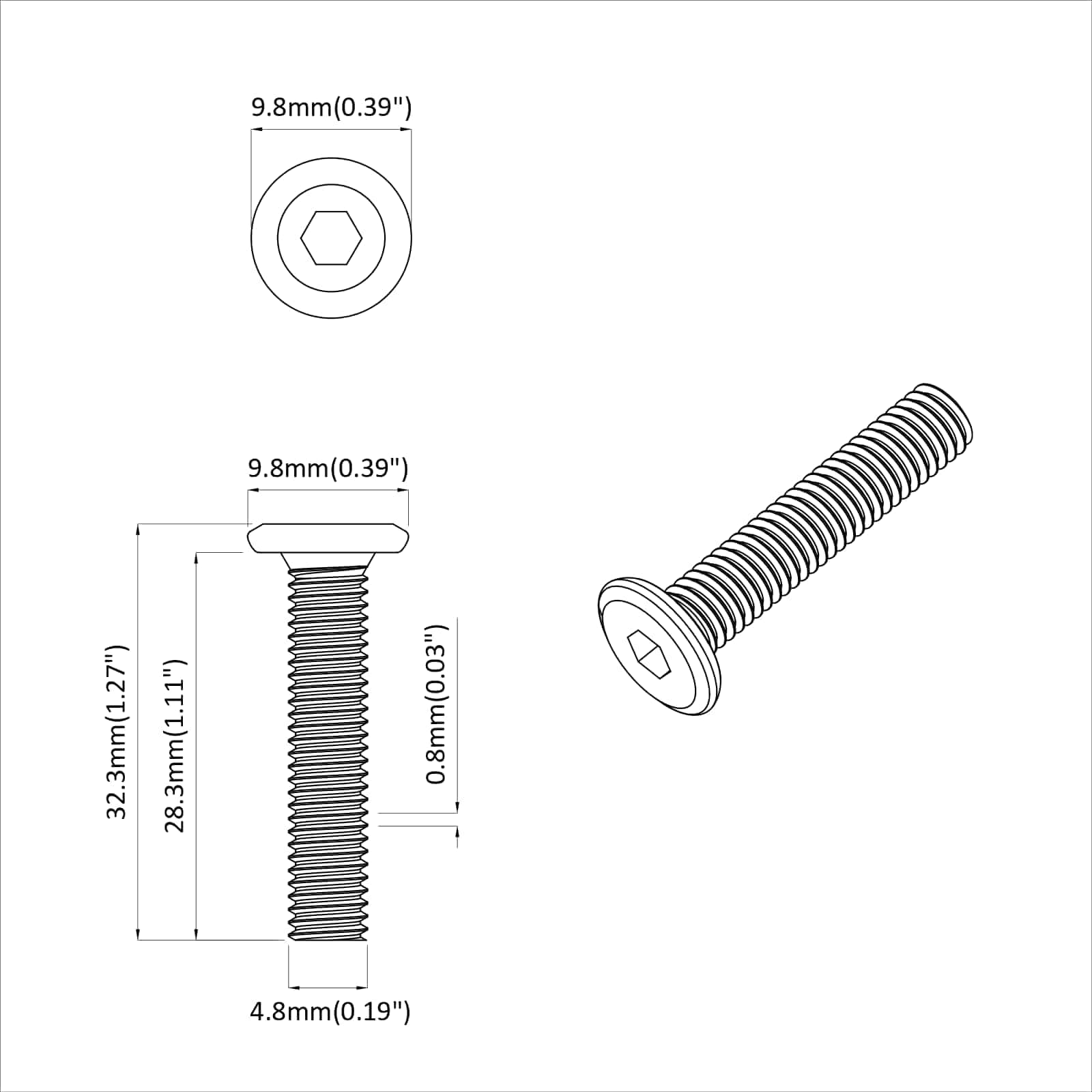 Tornillo 12 pcs Plateado 5 x 30 mm Hierro